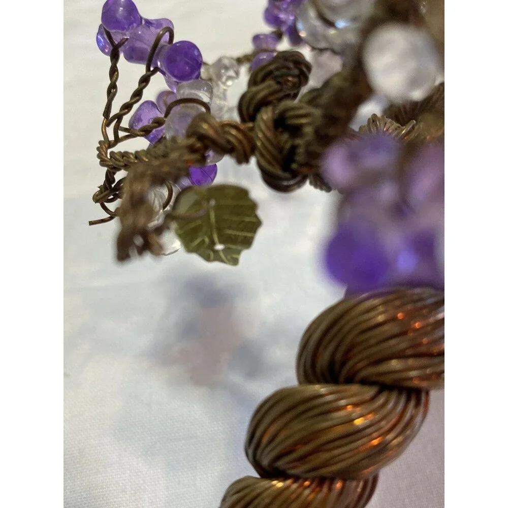 Bonsai Tree Of Life With Purple Beads Copper Wire
